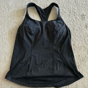 Lululemon black lined Racerback tank with built in bra
